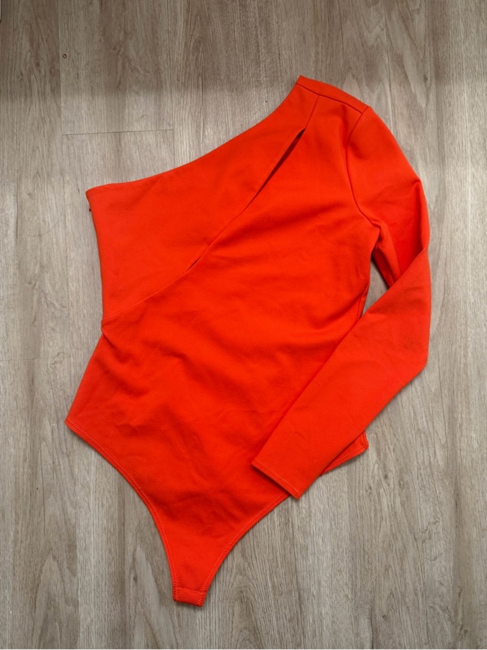 NBD One-Shoulder Long Sleeve Sweater Bodysuit - Bright Orange